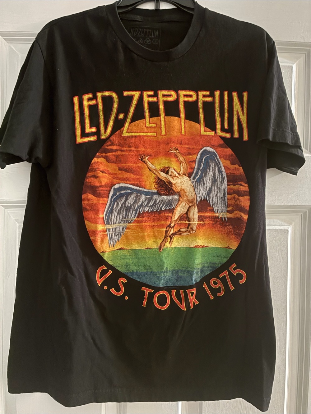 Led Zeppelin Black Short Sleeve Graphic Tour Tee - Multicolor Print
